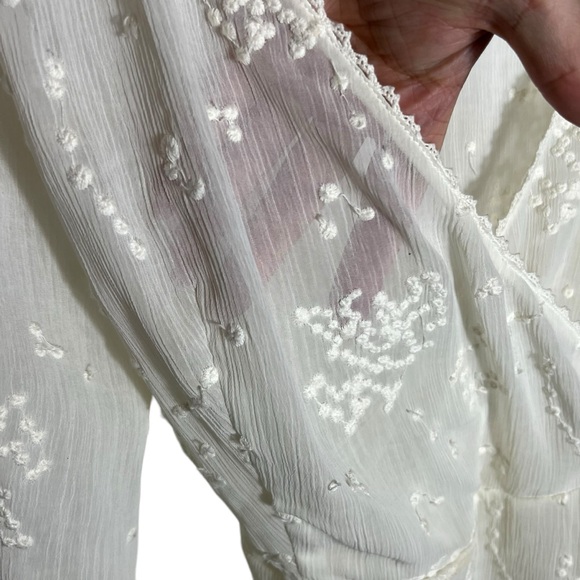 TapeMeasure for Anthropologie Sheer Faux-Wrap Blouse • Embroidered • Size 10 - Picture 6 of 11